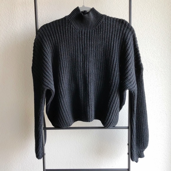 SOLD Black Chunky Knit Bubble Sleeve Sweater - Picture 6 of 8